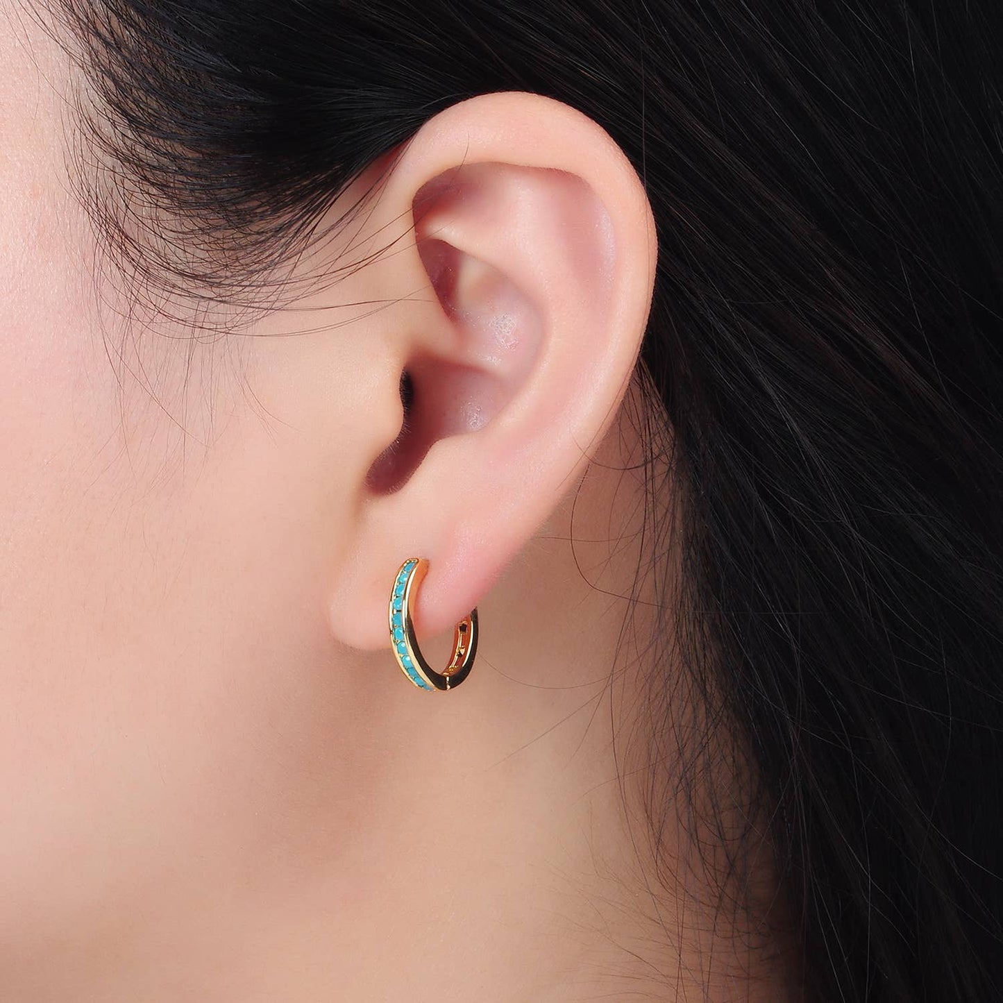 Turquoise Huggie Earrings