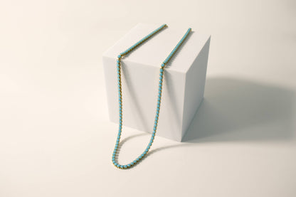 18k Gold Filled Turquoise Rhinestone Tennis Chain Necklace