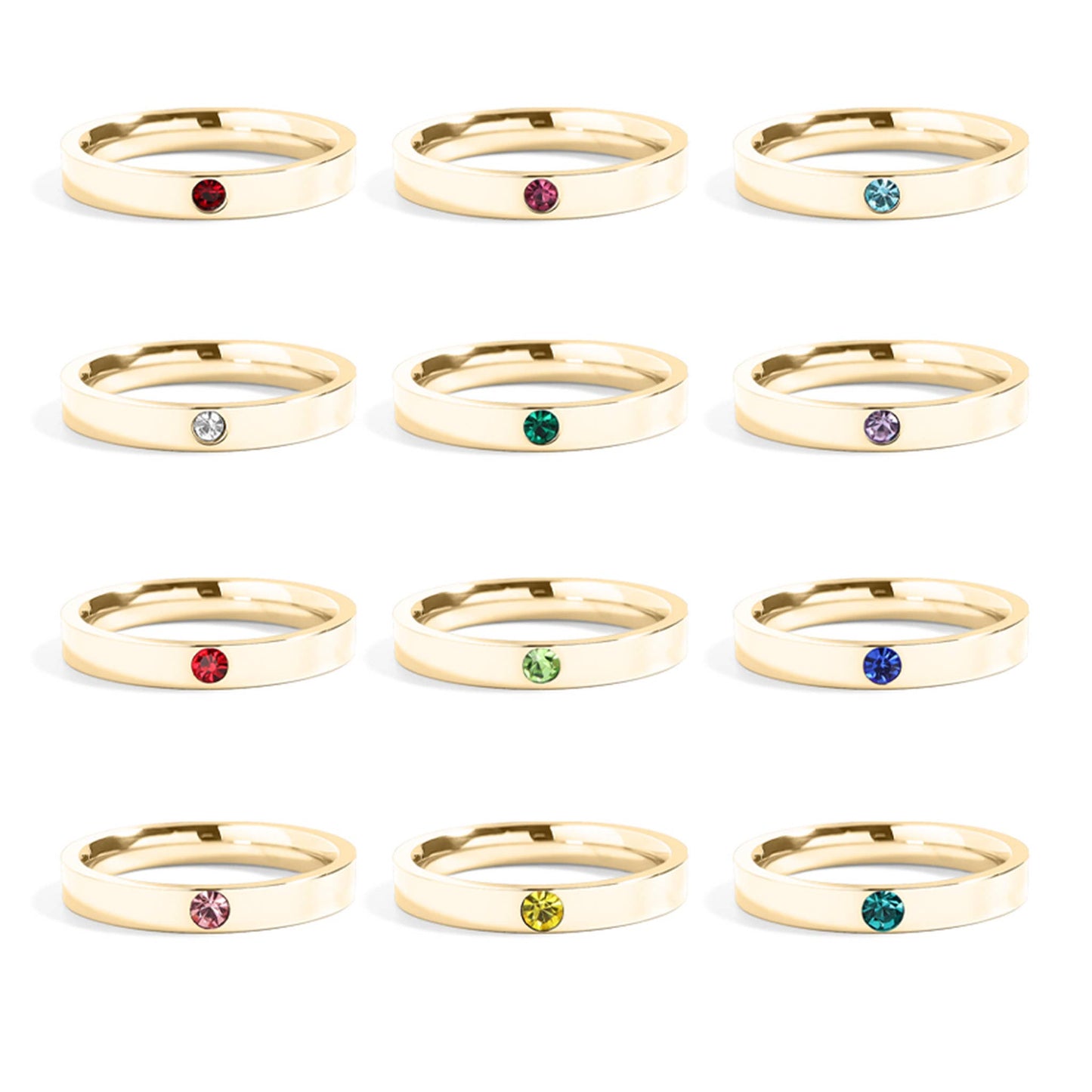 Gold Birthstone Stacking Rings