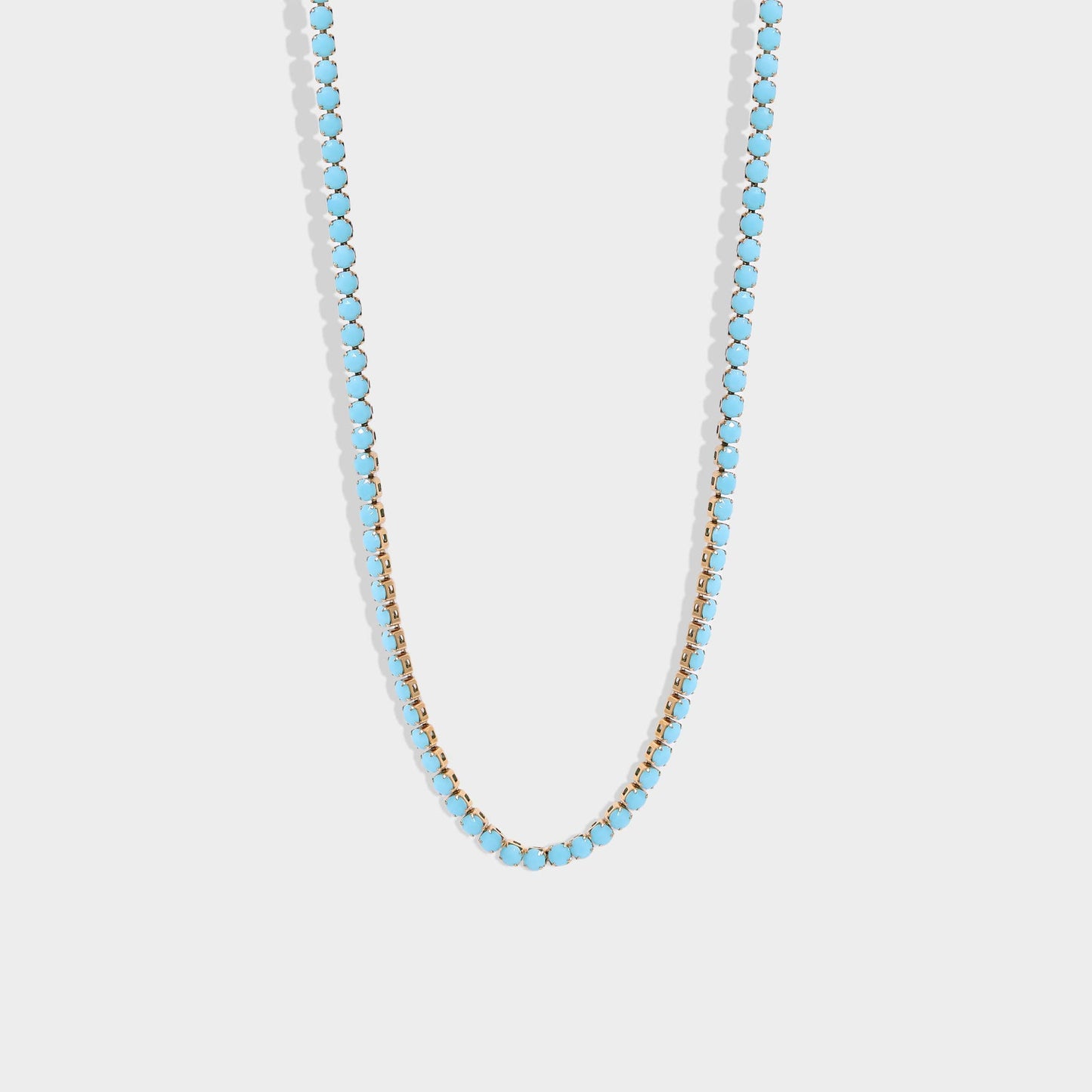 18k Gold Filled Turquoise Rhinestone Tennis Chain Necklace