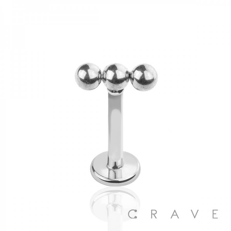 FLAT BACK DAINTY THREE BEAD STUD EARRINGS