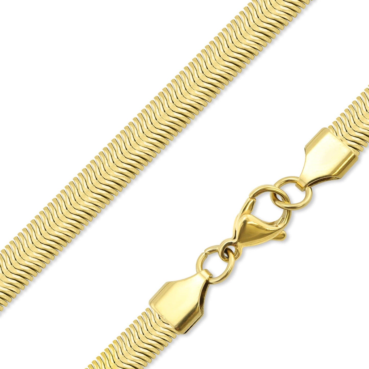 Stainless Steel Gold Snake Chain Necklace: 22" / 6mm