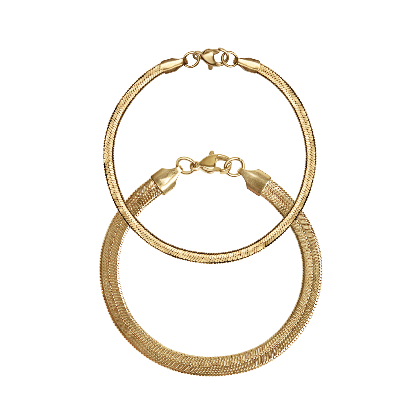 18K Gold Herringbone Chain Bracelet: 6.5" / 3mm