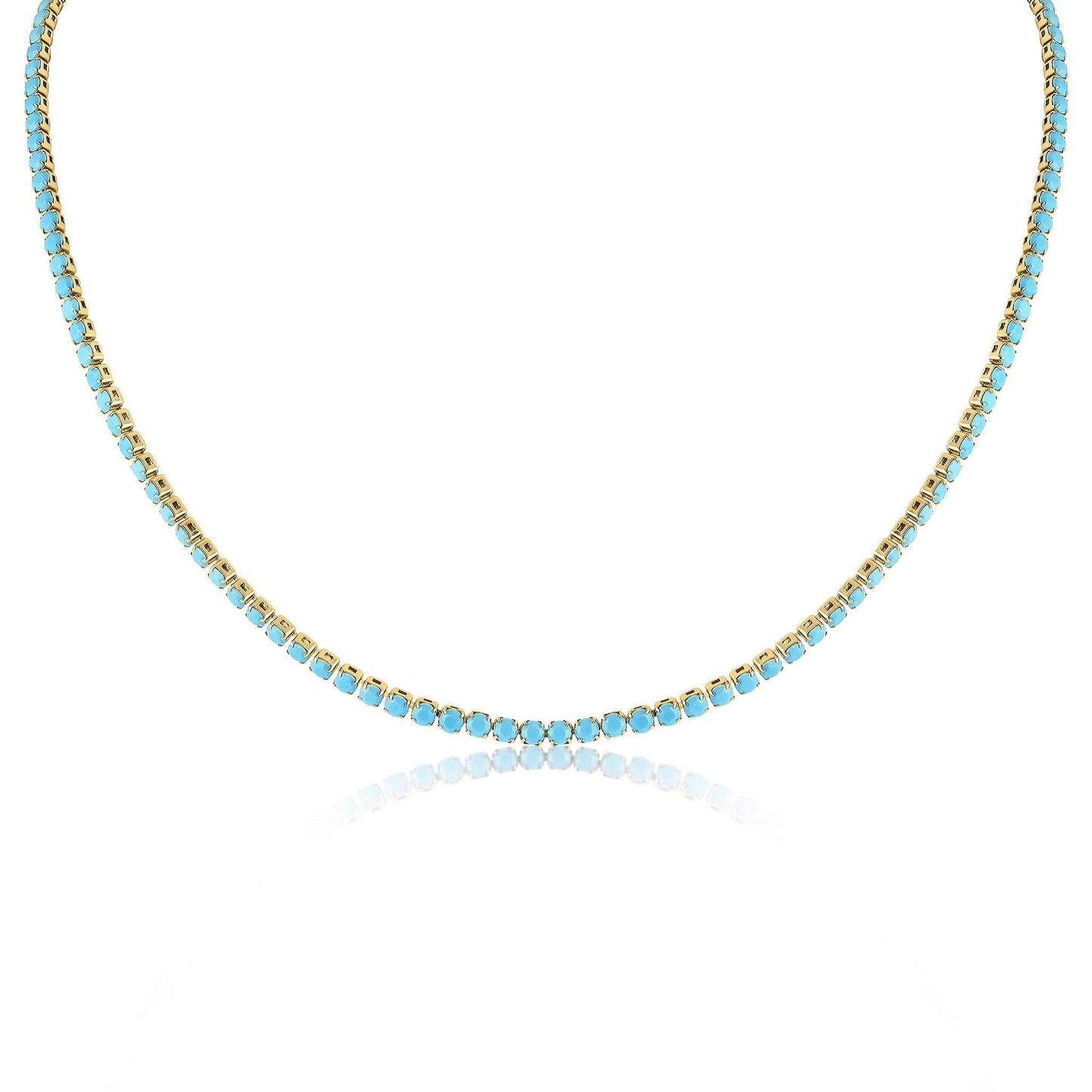 18k Gold Filled Turquoise Rhinestone Tennis Chain Necklace