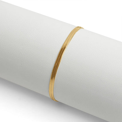 18K Gold Herringbone Chain Bracelet: 6.5" / 3mm