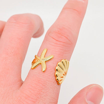 Starfish & Shell Ring