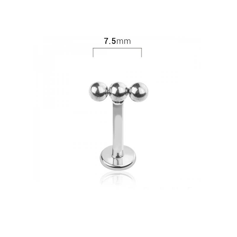 FLAT BACK DAINTY THREE BEAD STUD EARRINGS