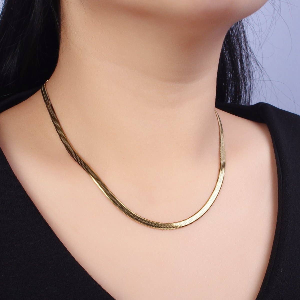 4mm 18K Gold Filled Herringbone Chain Necklace