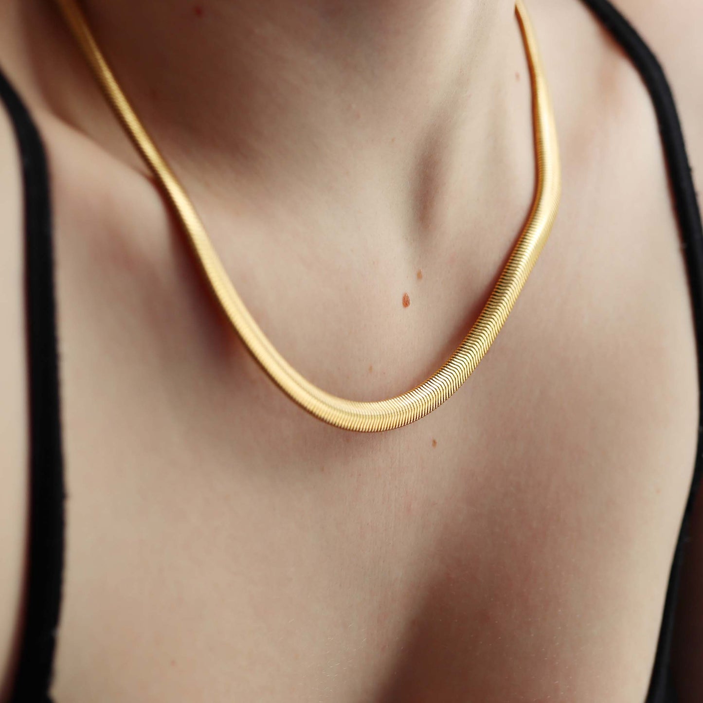 Stainless Steel Gold Snake Chain Necklace: 22" / 6mm