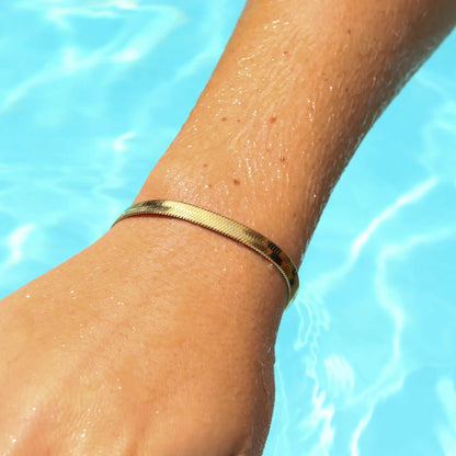 18K Gold Herringbone Chain Bracelet: 6.5" / 3mm