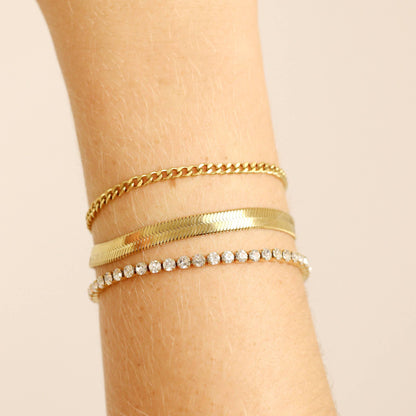 18K Gold Herringbone Chain Bracelet: 6.5" / 3mm