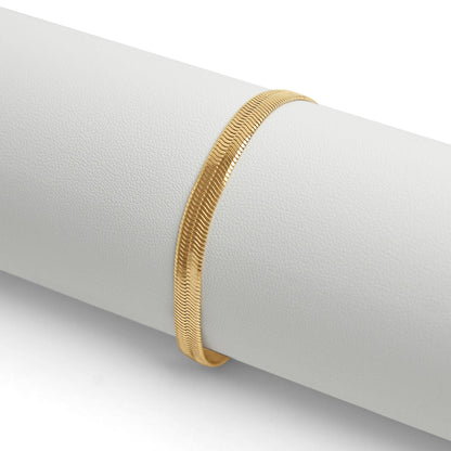 18K Gold Herringbone Chain Bracelet: 6.5" / 3mm