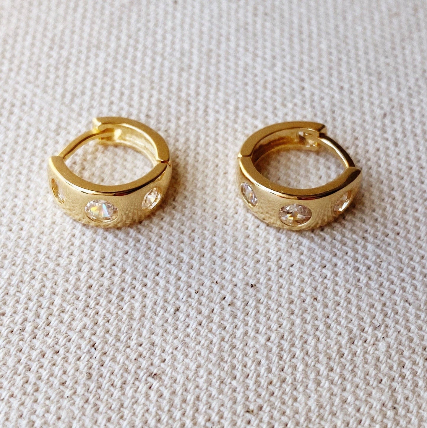 18k Gold Filled Huggie CZ Hoop Earrings For Wholesale And Jewelry Supplies