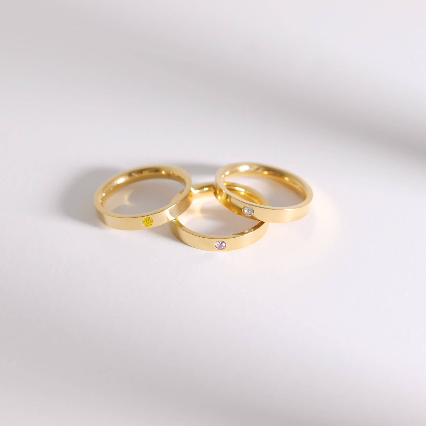 Gold Birthstone Stacking Rings