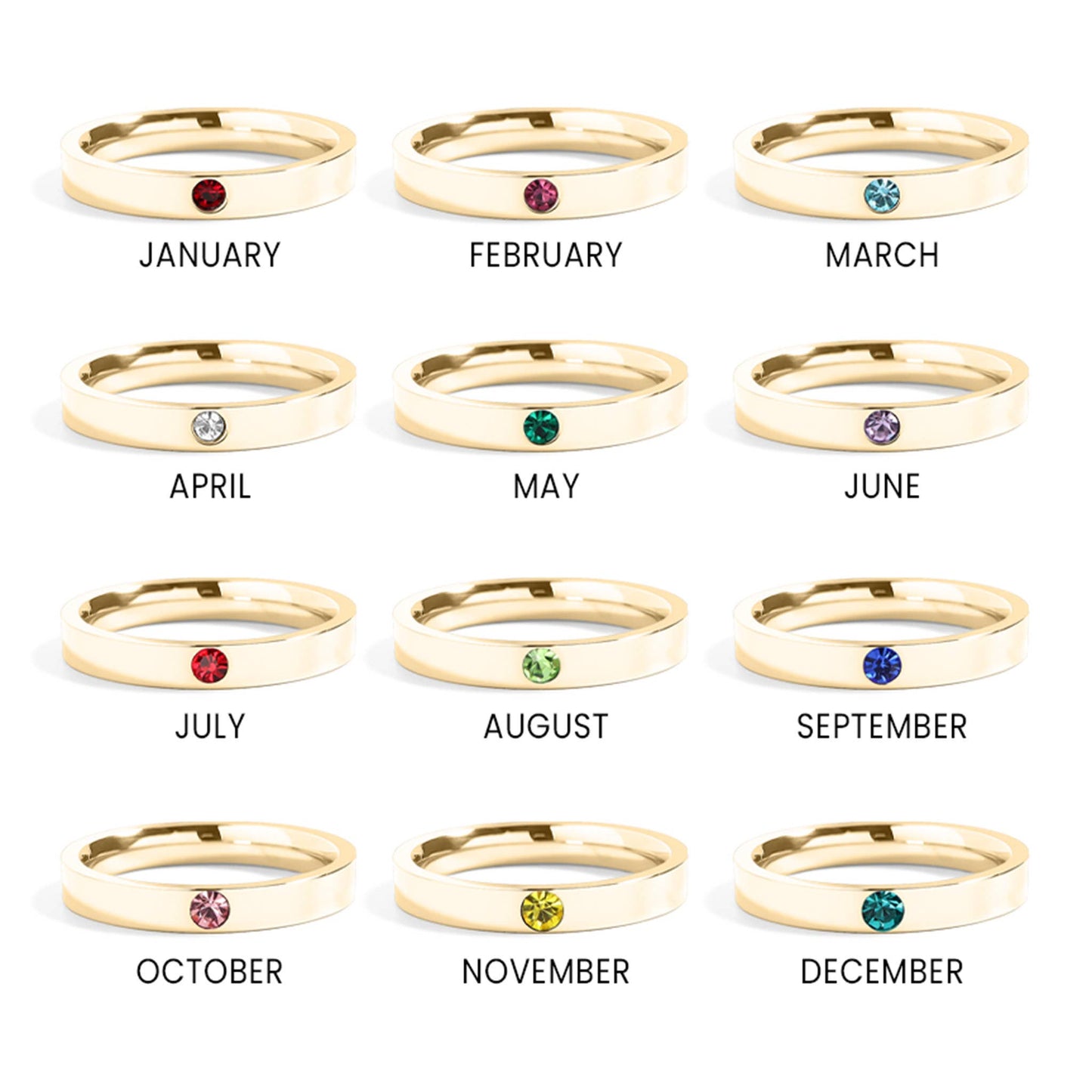 Gold Birthstone Stacking Rings
