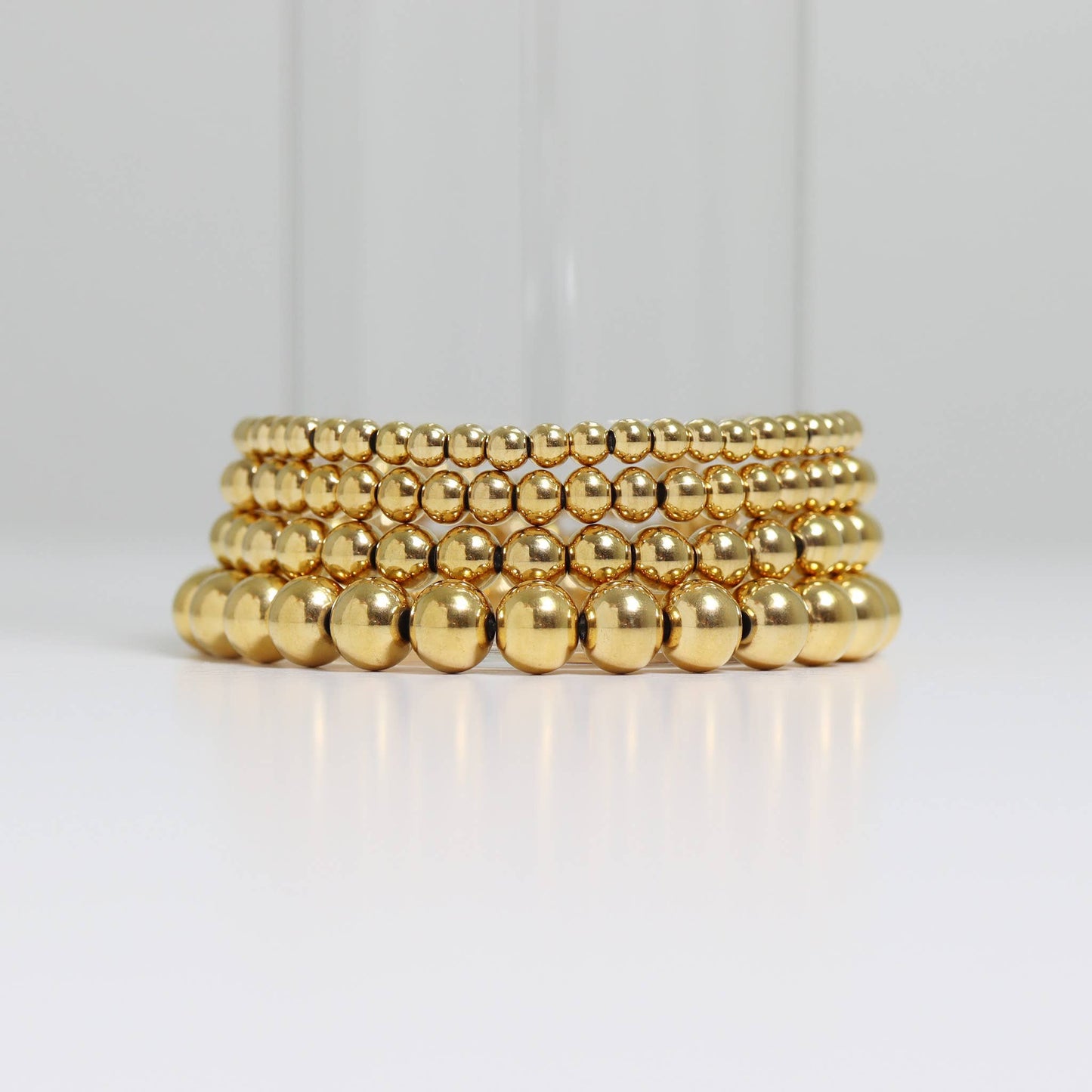 Gold Beaded Stretch Bracelet: 4mm