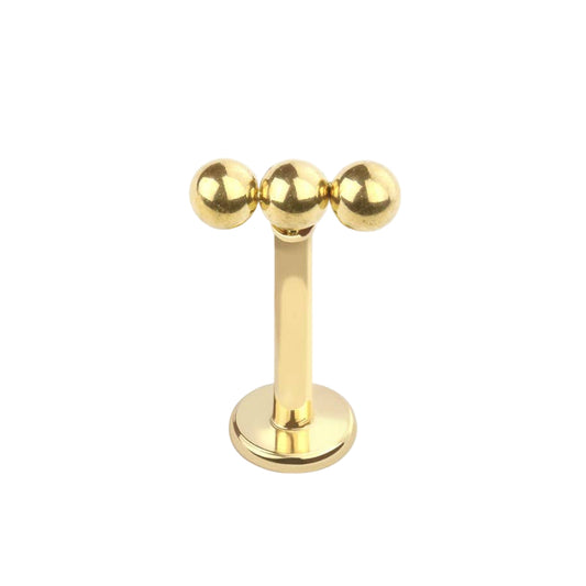 FLAT BACK DAINTY THREE BEAD STUD EARRINGS