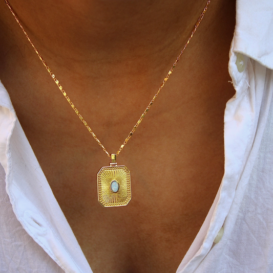 Opal Sunburst Pendant- 18K gold-filled