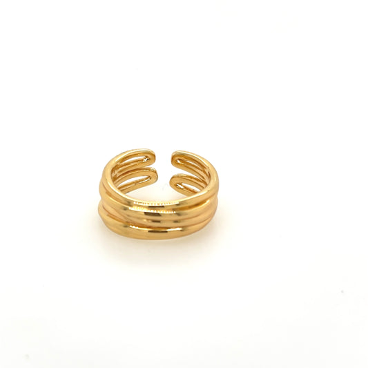 Adjustable 3 Banded Gold Ring