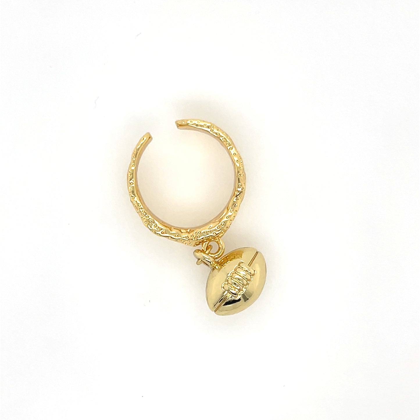 Gold Adjustable Dangle Football Ring