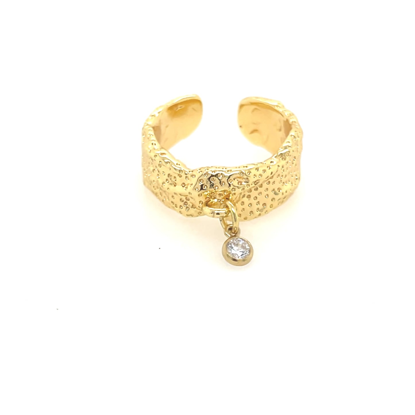 Gold Adjustable Ring With Charm