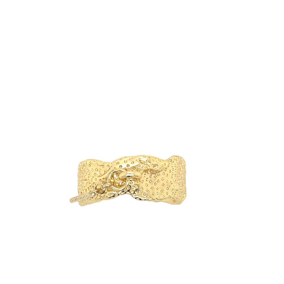 Gold Adjustable Ring With Charm