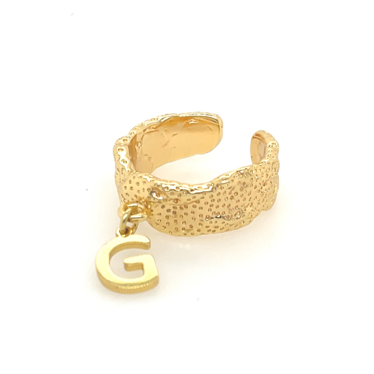 Gold Adjustable Ring With Custom Initial Charm