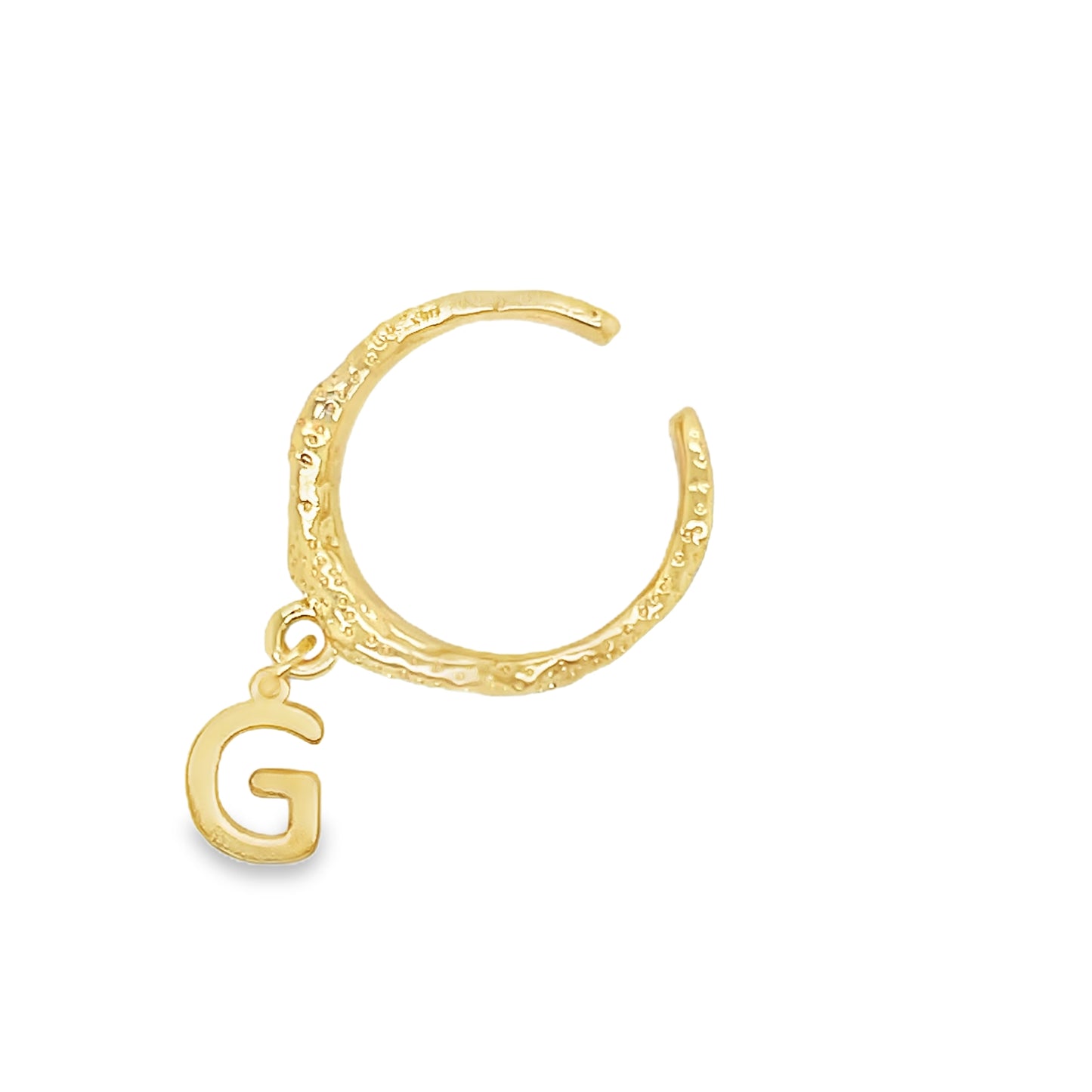 Gold Adjustable Ring With Custom Initial Charm