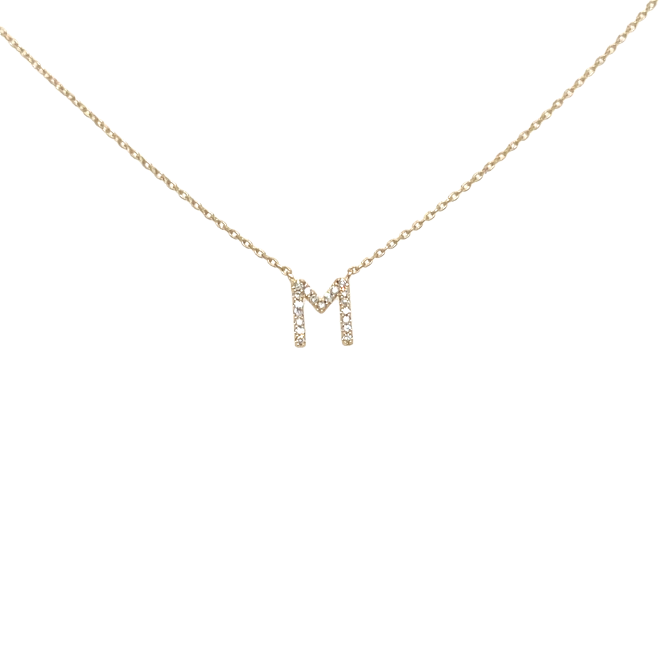 14K Yellow Gold Initial Diamond Necklace