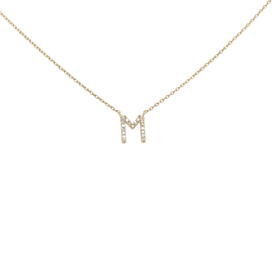 14K Yellow Gold Initial Diamond Necklace