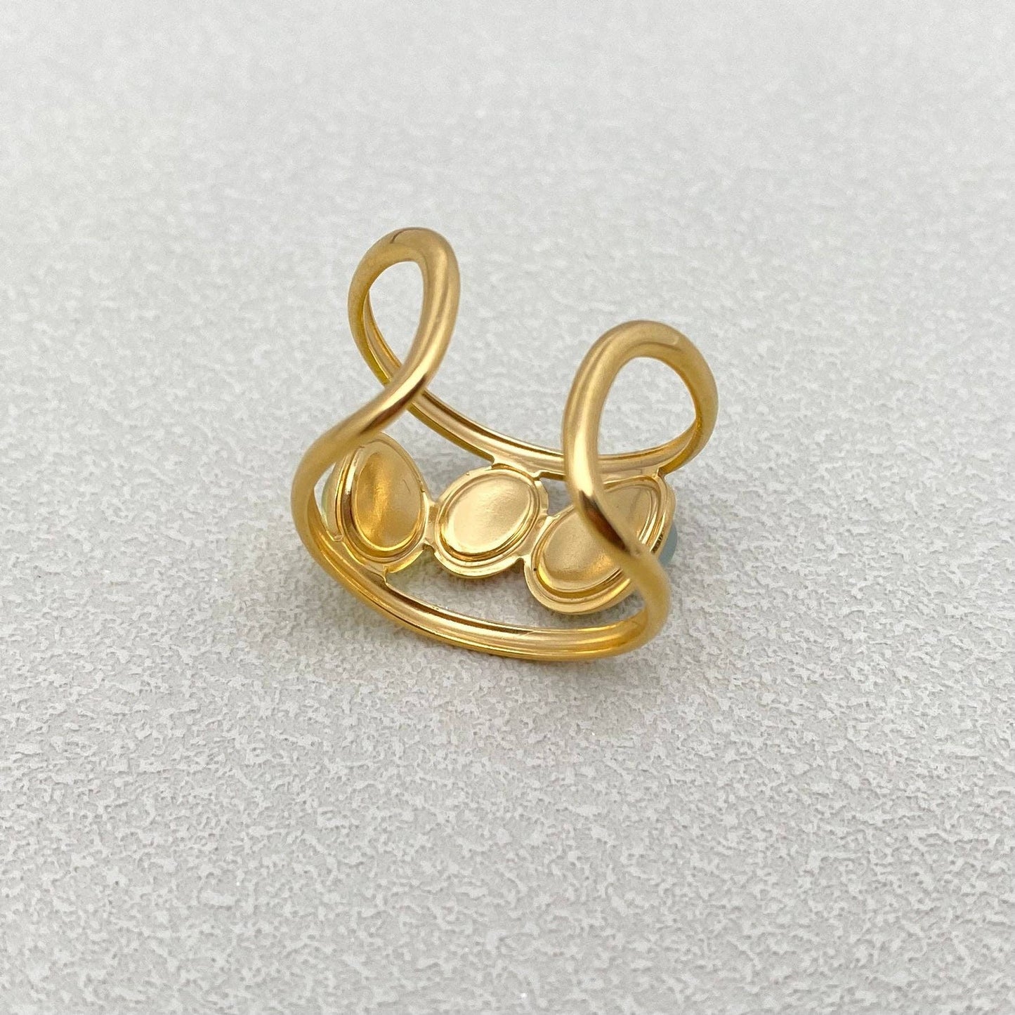 3 Color Gemstone Adjustable Ring