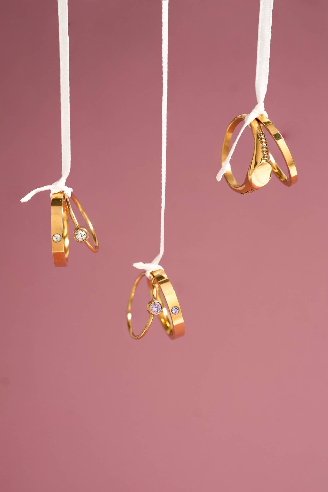 Gold Birthstone Stacking Rings