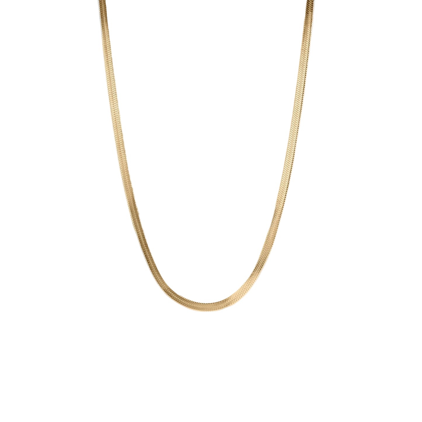 18K Gold Stainless Steel Herringbone Chain Necklace: 16" / 3mm
