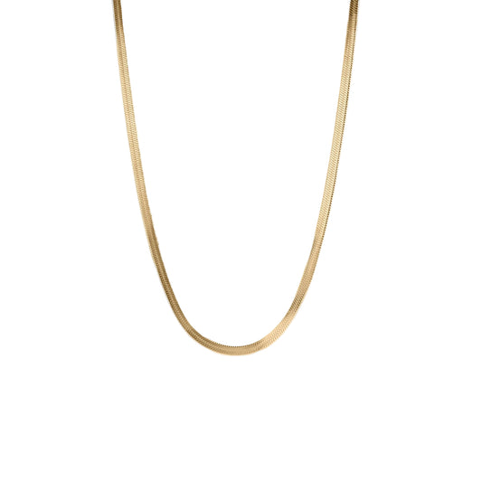 18K Gold Stainless Steel Herringbone Chain Necklace: 16" / 3mm