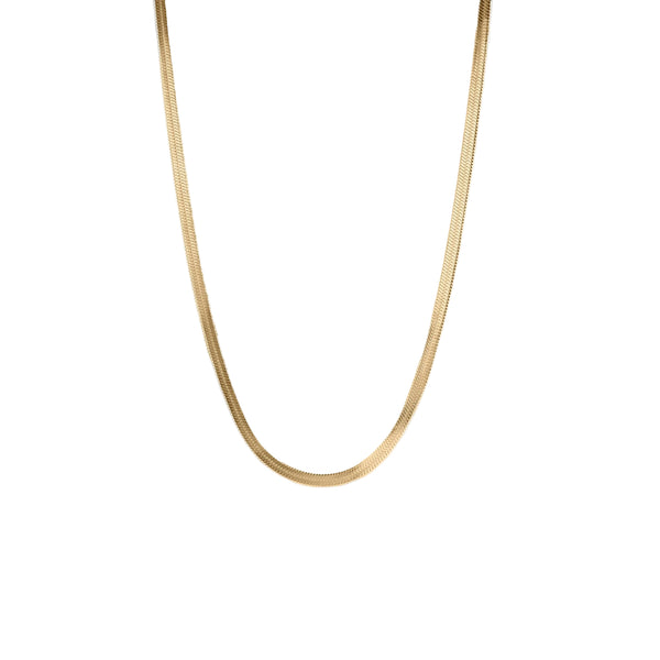 18K Gold Stainless Steel Herringbone Chain Necklace: 16" / 3mm
