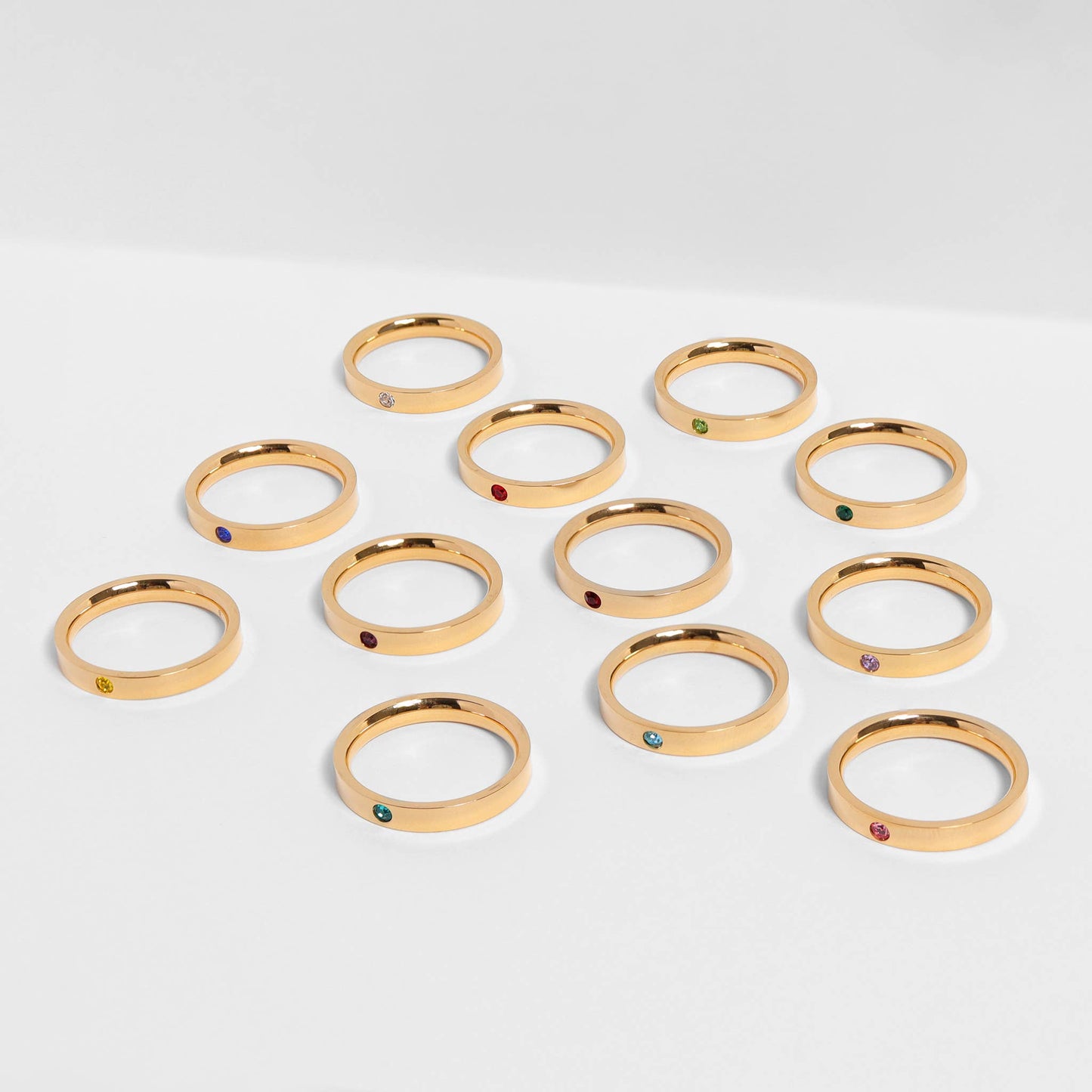 Gold Birthstone Stacking Rings
