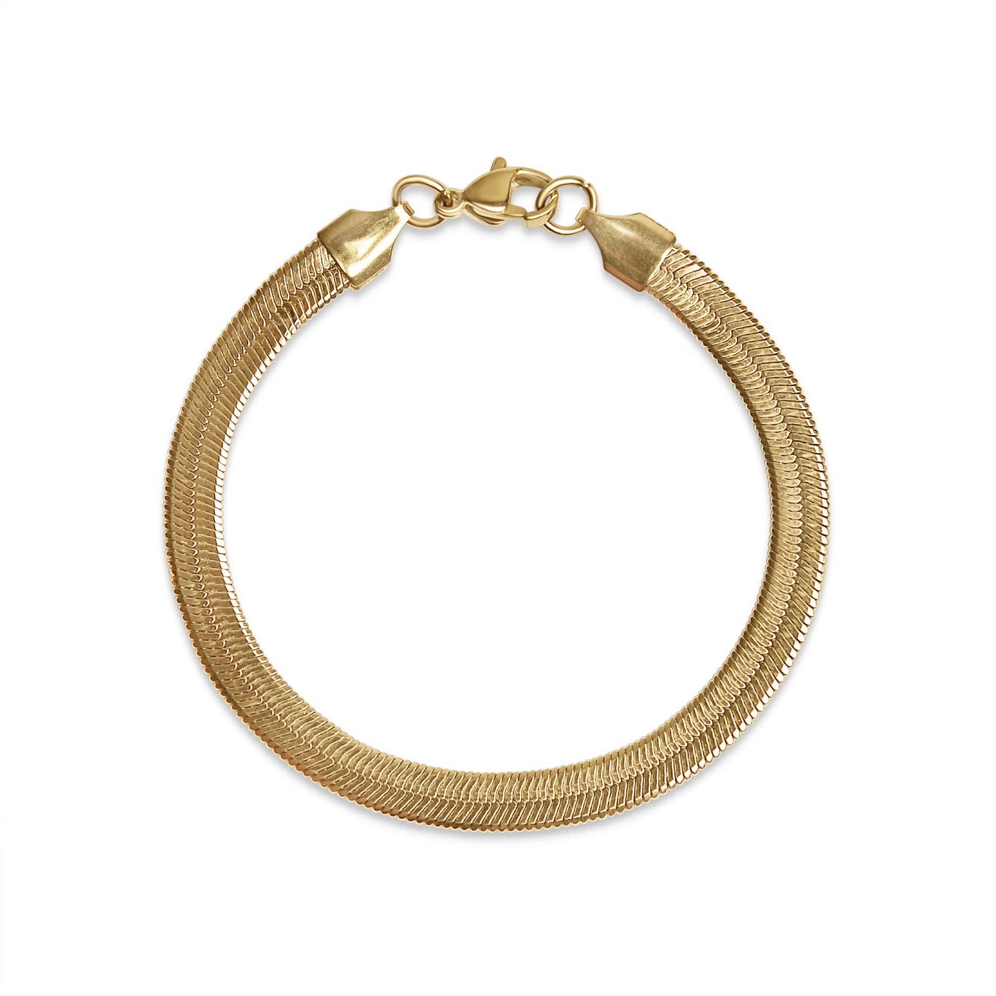 18K Gold Herringbone Chain Bracelet: 6.5" / 3mm