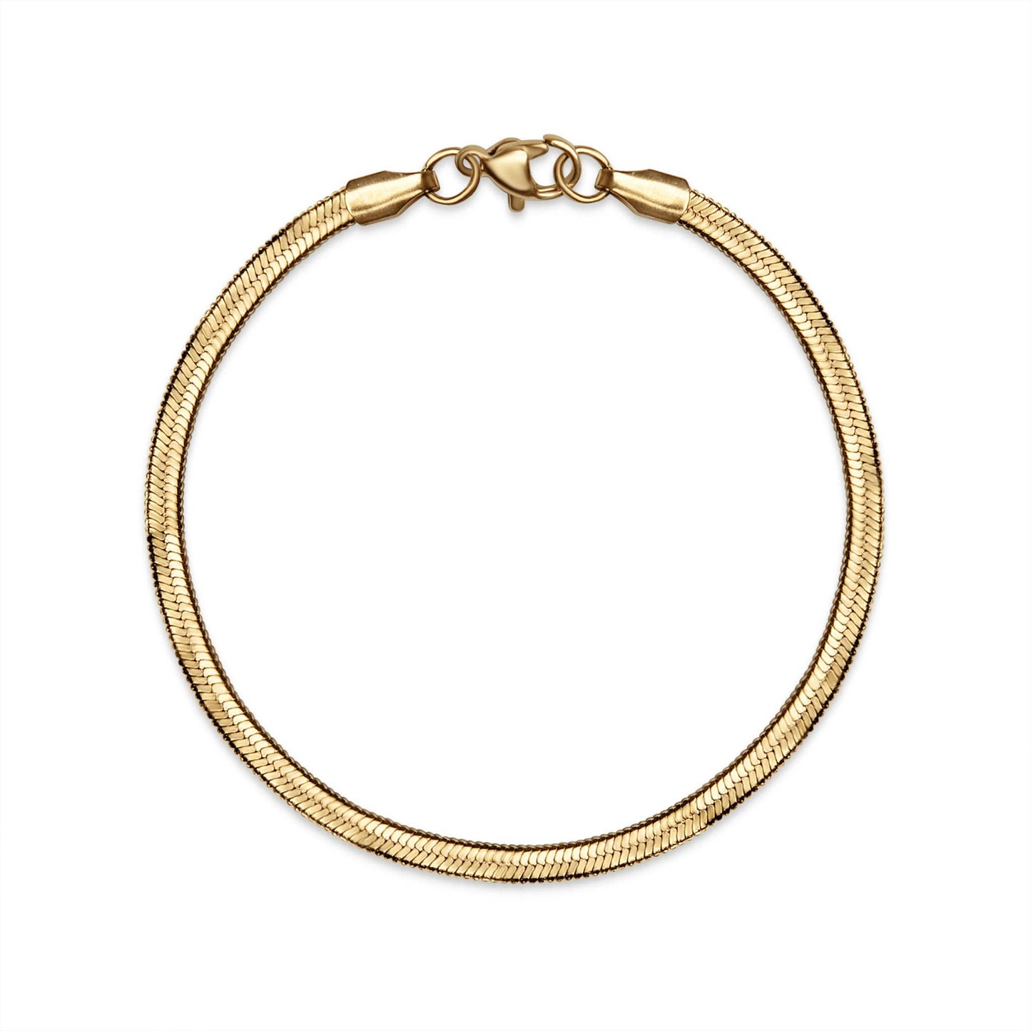 18K Gold Herringbone Chain Bracelet: 6.5" / 3mm