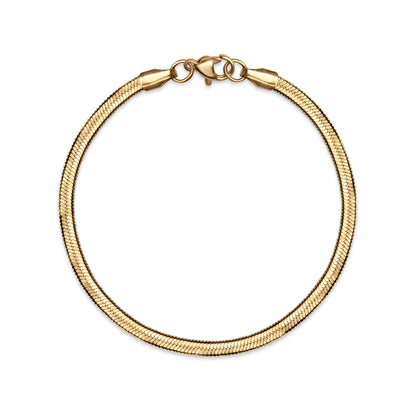 18K Gold Herringbone Chain Bracelet: 6.5" / 3mm