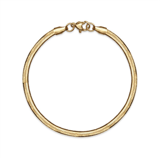 18K Gold Herringbone Chain Bracelet: 6.5" / 3mm