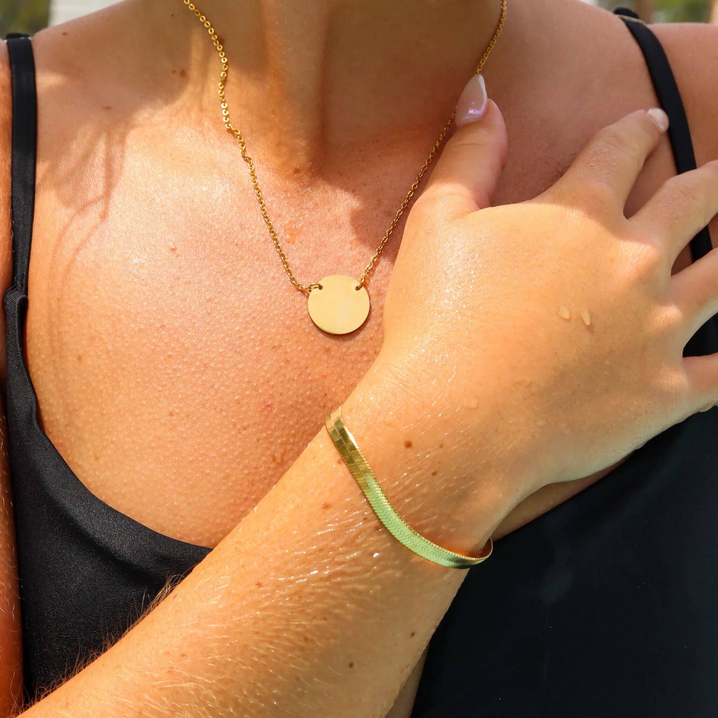 18K Gold Herringbone Chain Bracelet: 6.5" / 3mm