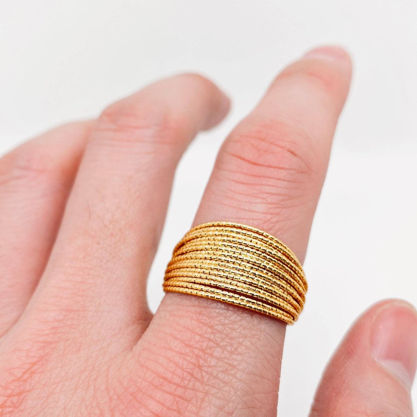 Sparkling Multilayer Adjustable Ring
