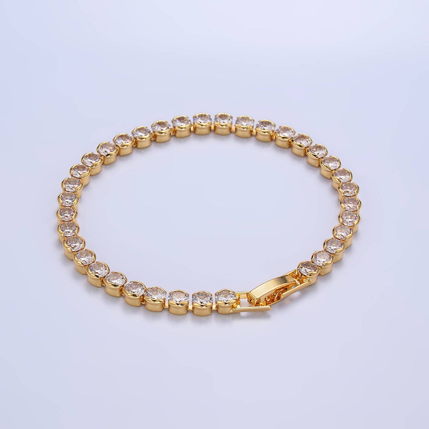 24K Gold Filled Round Bezel 7inch Tennis Bracelet