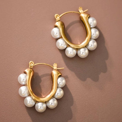 Pearl Dotted Hoops