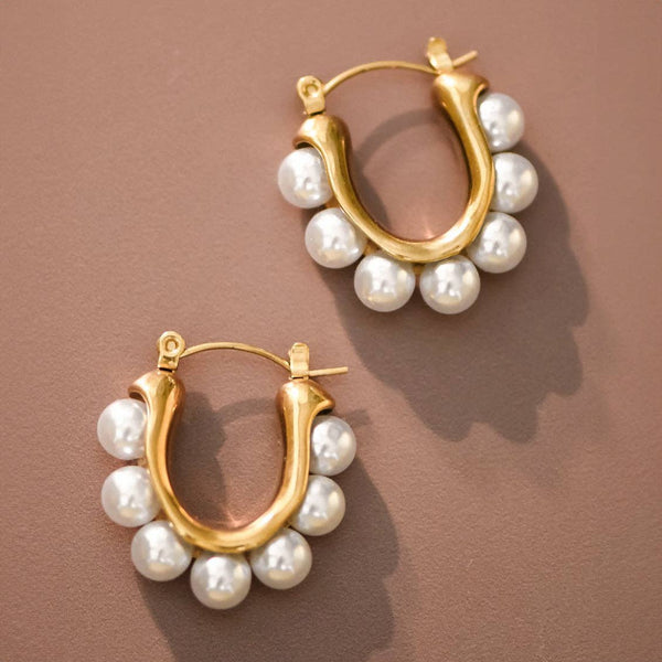 Pearl Dotted Hoops