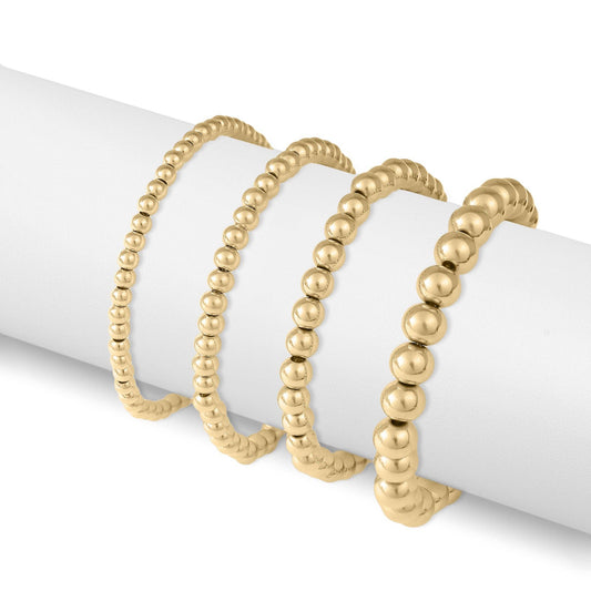 Gold Beaded Stretch Bracelet: 4mm