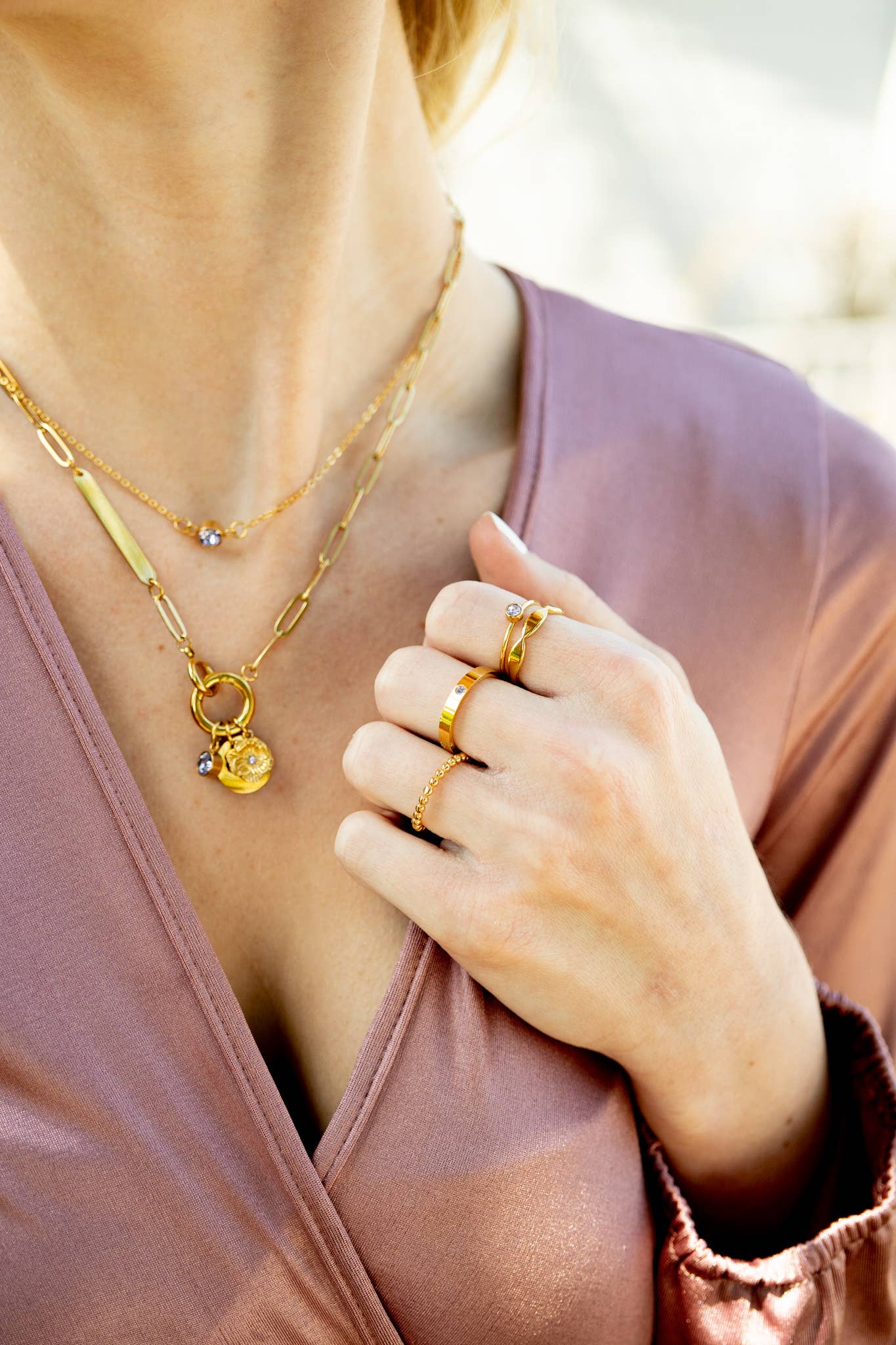 Gold Birthstone Stacking Rings