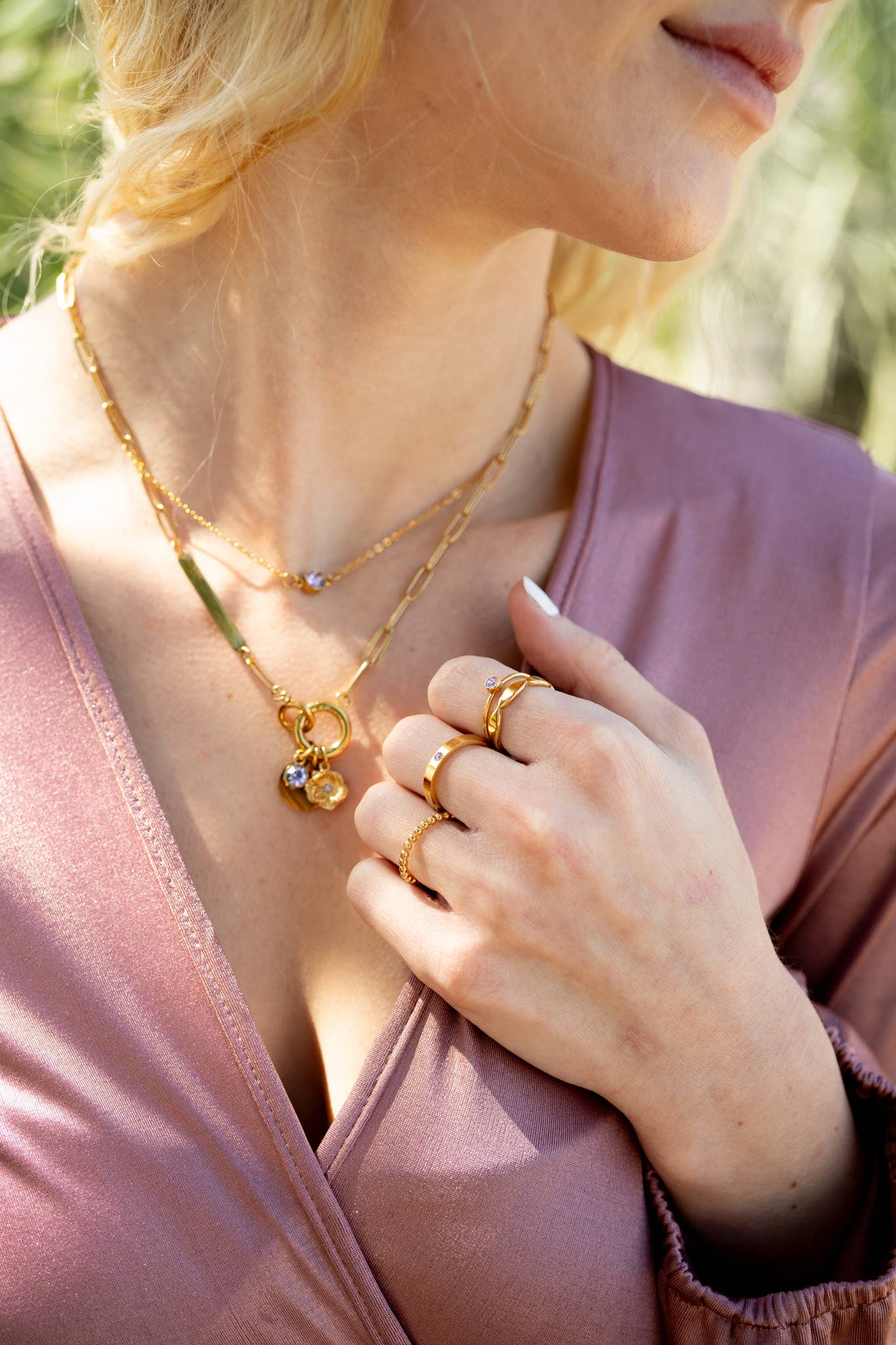 Gold Birthstone Stacking Rings