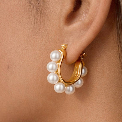 Pearl Dotted Hoops